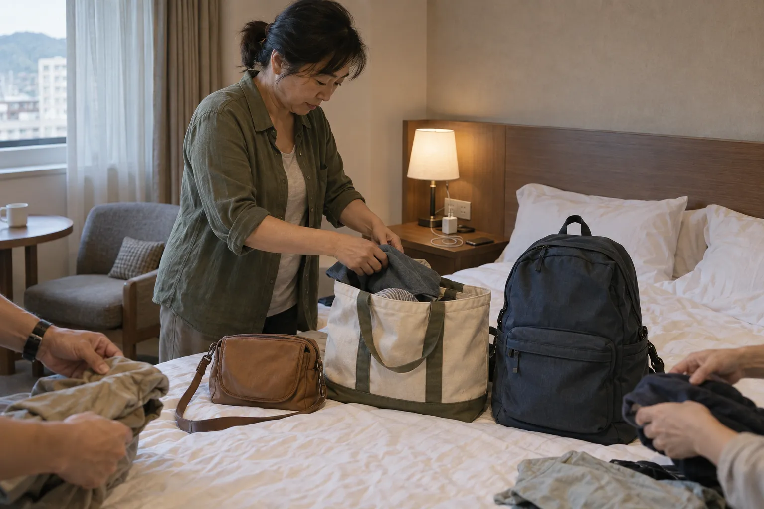 文章〈打散秩序的是移動，撐住秩序的是分工〉的旅途行李與分工情境封面圖